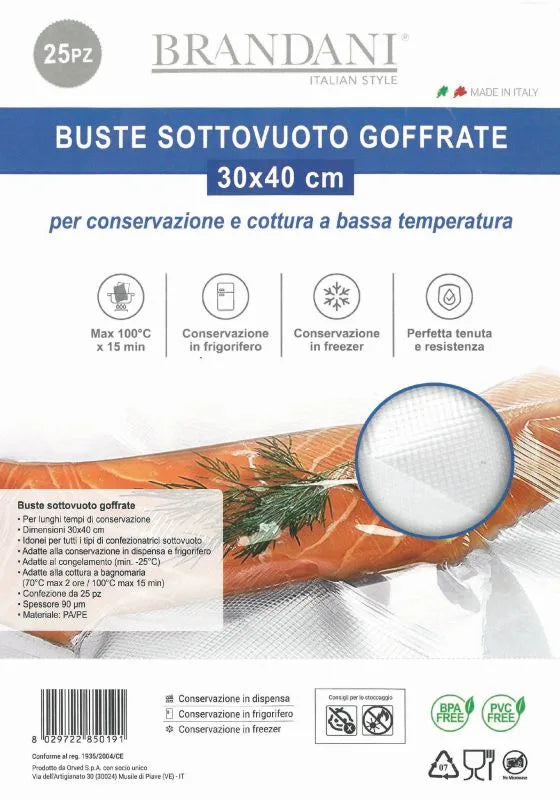 Pack de 25 bolsas herméticas de plástico para cocina, tamaño 30x40 cm, apiladas.