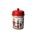 Bote decorativo metálico de 10,5 cm de la colección 'Lo Schiaccianoci' con un diseño navideño.