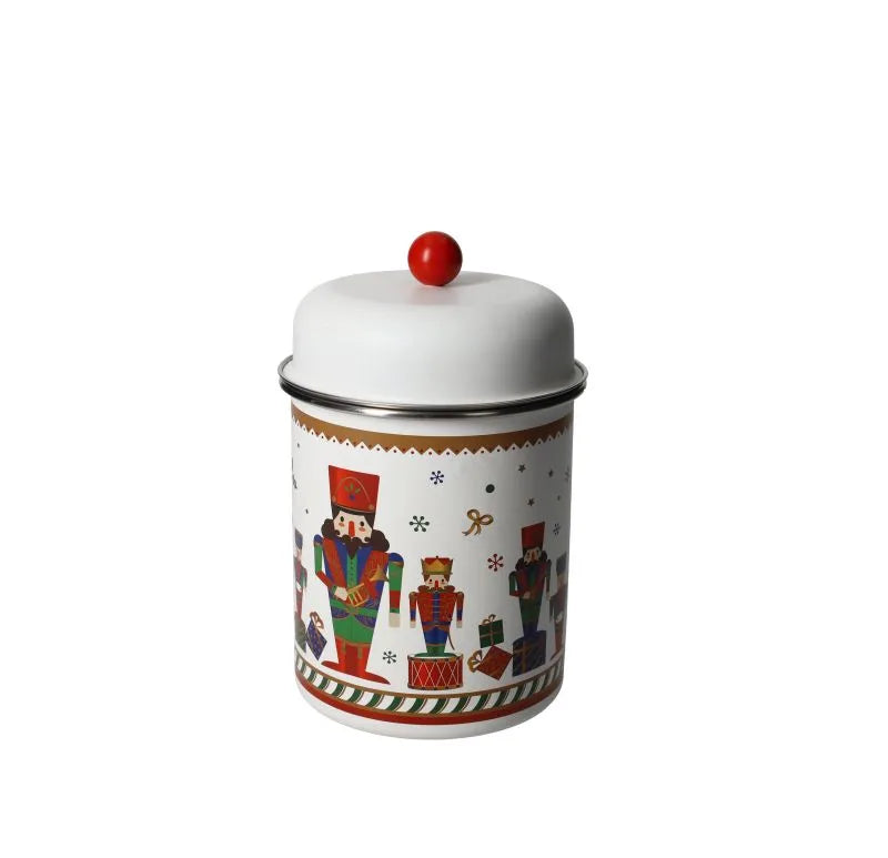 Bote metálico de 10,5 cm con diseño de 'El Cascanueces' en color metálico.