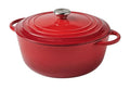 Cocotte de hierro fundido esmaltado roja de 5 litros con tapa.