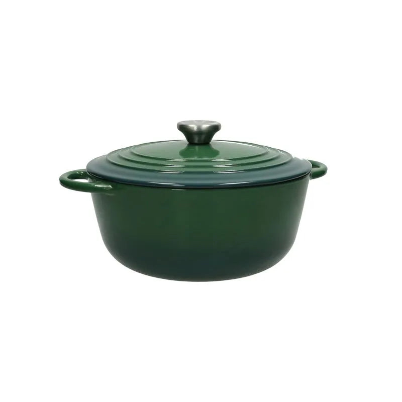 Cacerola verde de 4 litros con asas, vista frontal.