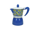 Cafetera de inducción Citrus Blu de 3 tazas, color azul, con asa ergonómica y tapa.