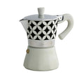 Cafetera Moka Alhambra de aluminio cromado con capacidad para 3 tazas.
