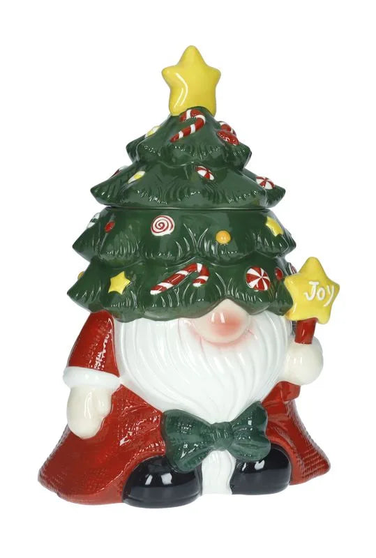 Caja decorativa con diseño de Papá Noel y árbol de Navidad, estilo italiano.