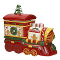 Caja decorativa con forma de tren navideño Sotto L'Albero de Brandani, con detalles festivos.