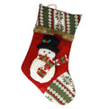 Calcetín navideño rojo de 30x46 cm con diseño de muñeco de nieve.