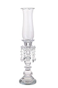 Candelabro de cristal de 65 cm con base redonda y un solo soporte para vela, diseño italiano.