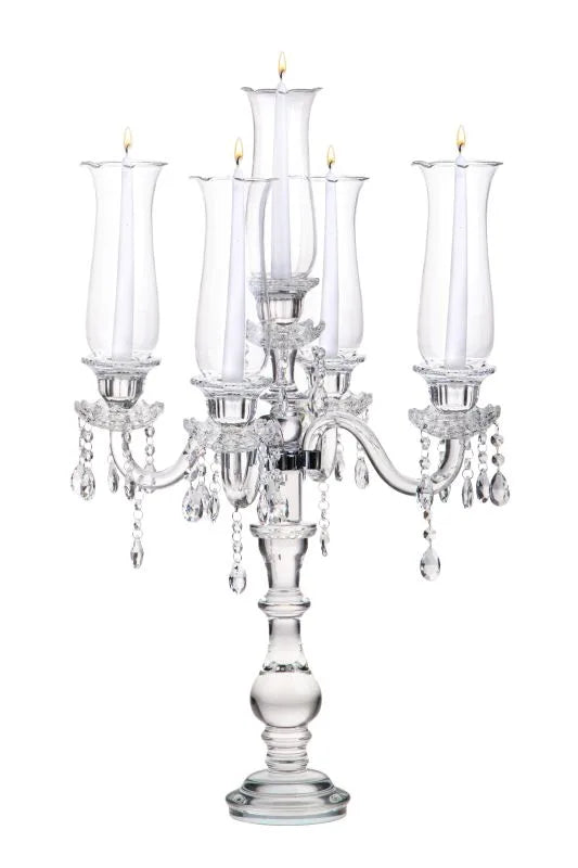 Candelabro de cristal para 5 velas, diseño italiano.