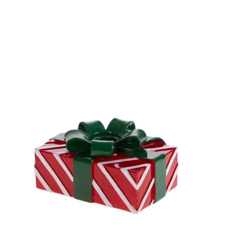 Portavelas decorativo con la figura de Papá Noel en cerámica, ideal para velas de té.