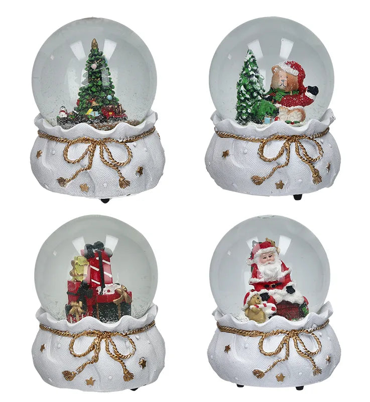 Carrillón Bola de Nieve decorativo, con base y figura central, dimensiones 11.5 x 14.5 cm.