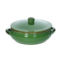 Cazuela baja verde con asas y tapa, modelo Tegame de Brandani.