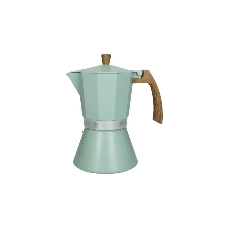 Cafetera Tiffany para 6 tazas, con un diseño clásico y elegante, lista para preparar café.