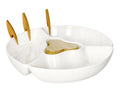 Centro de mesa Tris con 3 pinchos para aperitivos, de Brandani Gift Group, con acabado pulido.