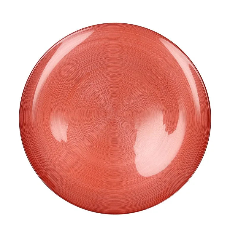 Centro de mesa Ares rojo de Brandani, con un diámetro de 32 cm, presentado como pieza decorativa.