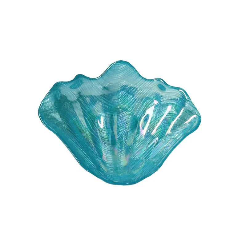 Centro de mesa modelo Concha de 28 cm en color turquesa, con diseño inspirado en una concha marina.