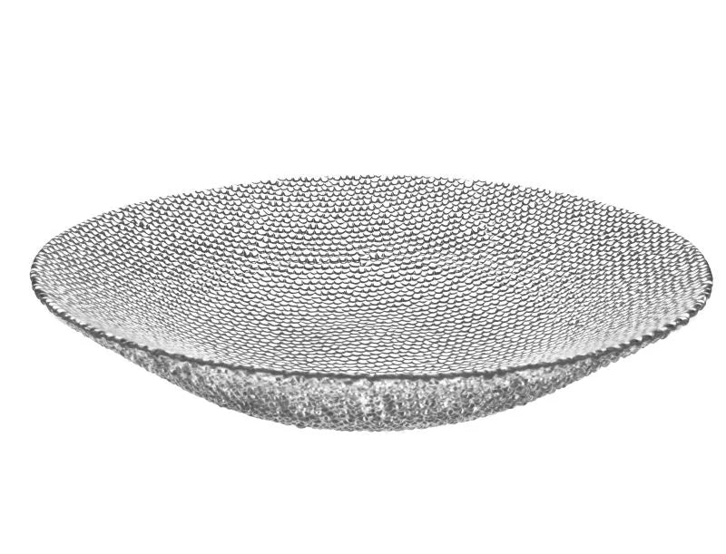 Centro de mesa Drop transparente de 40 cm de diámetro con un diseño que evoca gotas de agua.