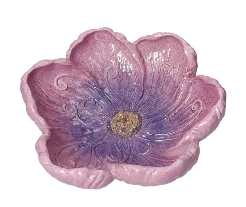 Centro de mesa Flora en resina de color rosa, diseño italiano.