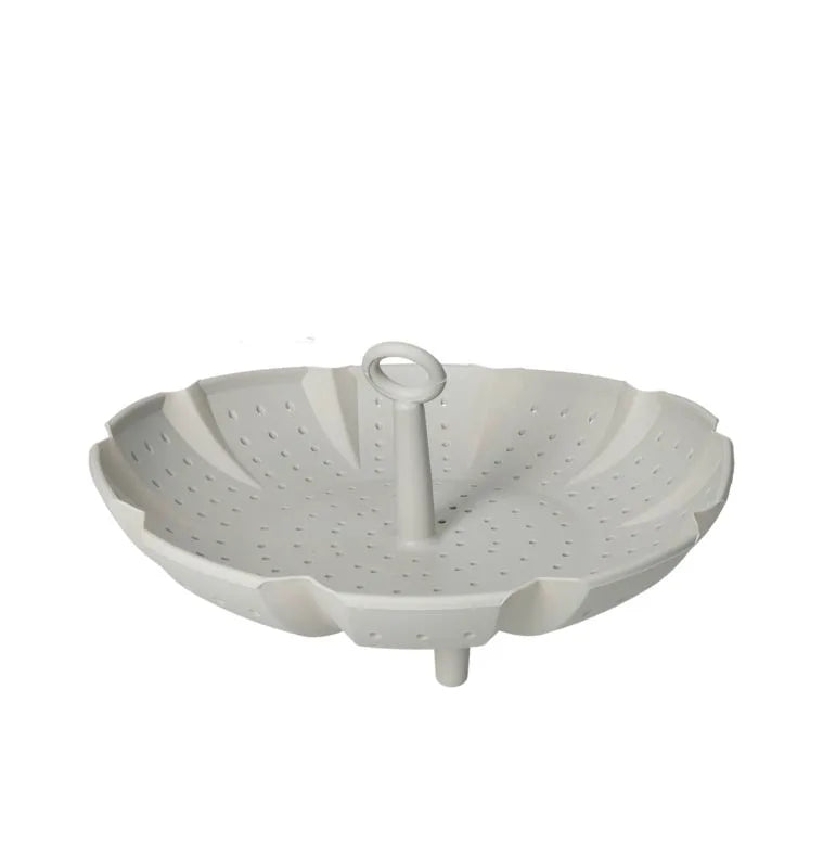 Cesto vaporera de silicona gris de 25 cm de diámetro, para cocinar al vapor.
