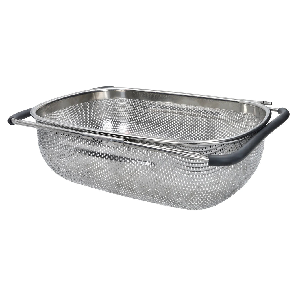 Colador de cocina con asas, acabado mate, presentado sobre fondo blanco.