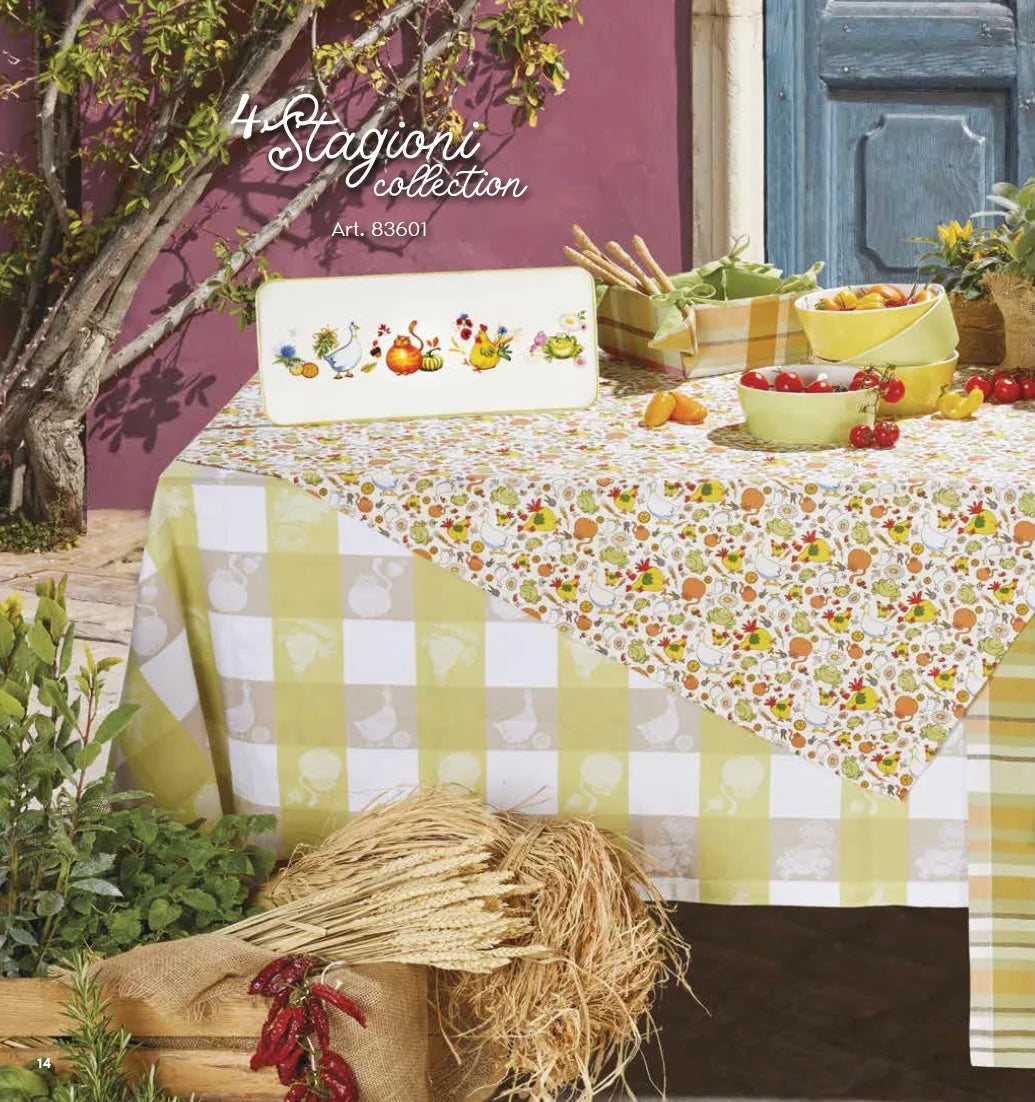 Textil de la Collezione 4 Stagioni con diseño italiano, presentado como pieza decorativa para el hogar.