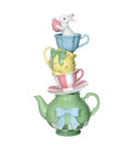 Figura decorativa de un conejito en cerámica, estilo "Tea Time", Brandani, con dimensiones 24 x 18 x 17.5 cm.