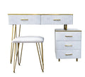 Consola Trucco con cajones y taburete, mueble de diseño italiano.