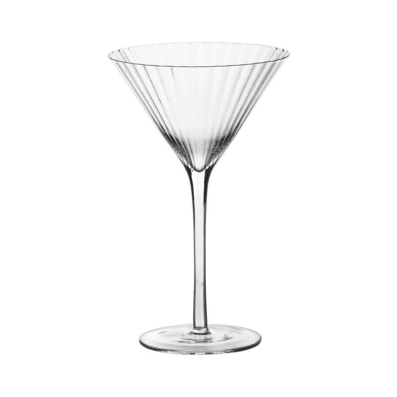 Copa de cóctel Volant de cristal transparente con base y tallo esbeltos, diseño italiano.
