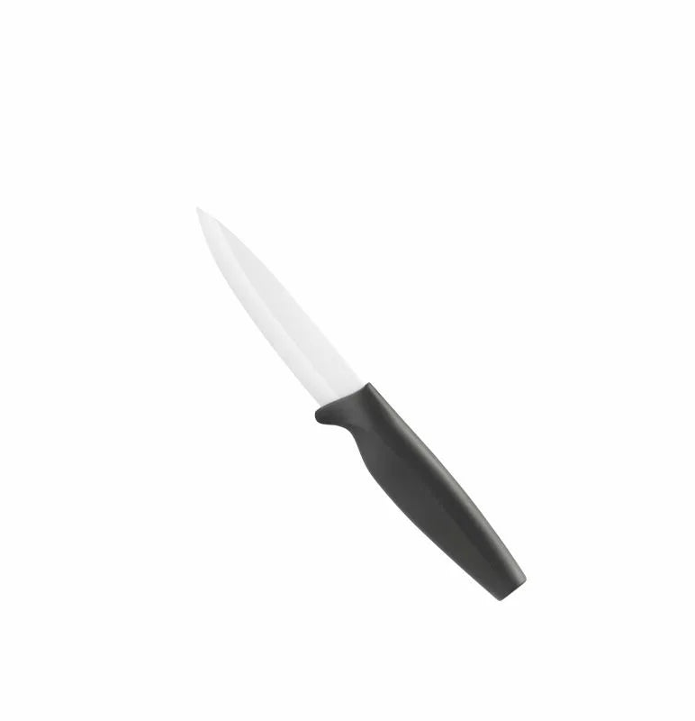 Cuchillo Frutta Brandani con hoja de cerámica y mango negro.