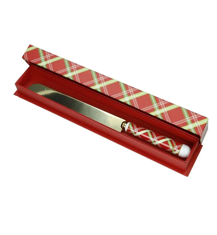 Cuchillo para tarta modelo Coccole de Brandani, con mango decorado y hoja plateada.