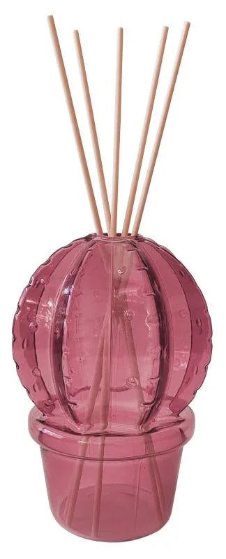 Difusor de fragancia con forma de cactus lila y mikados, de Brandani Gift Group.