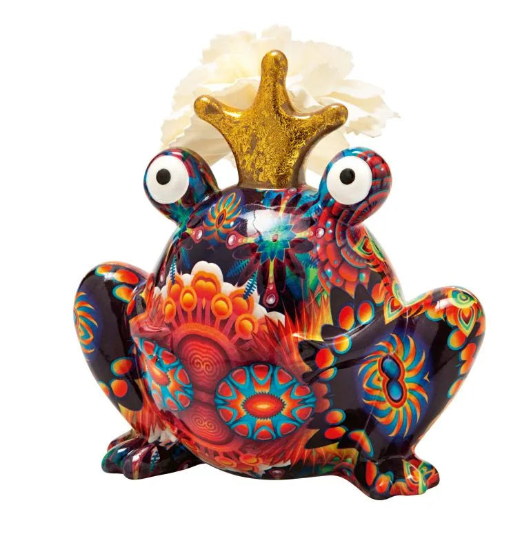 Difusor de fragancia con figura de rana y flor de porcelana, diseñado en Italia.