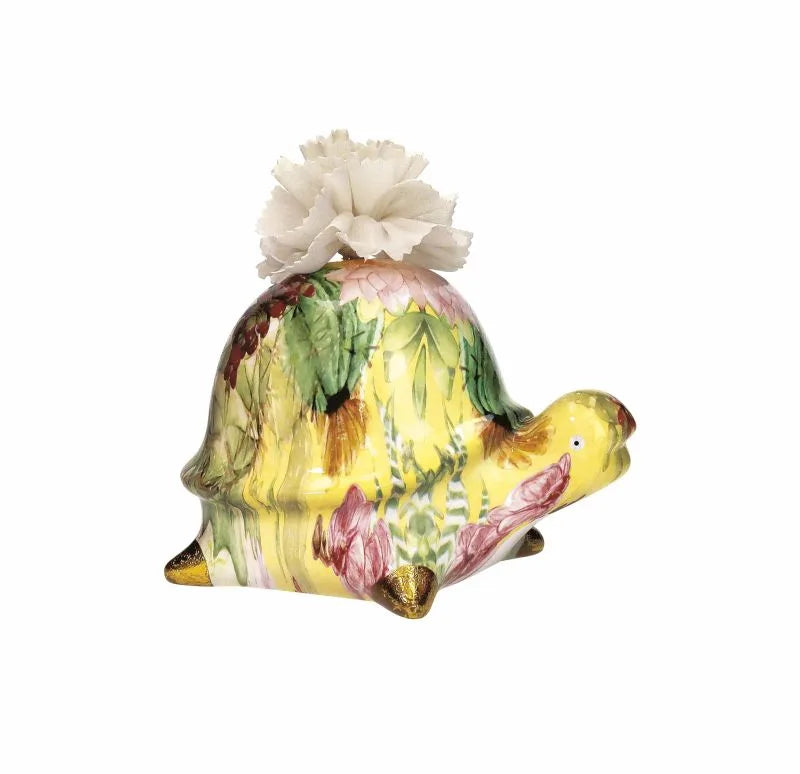 Difusor de fragancia con forma de tortuga en porcelana, diseño italiano.