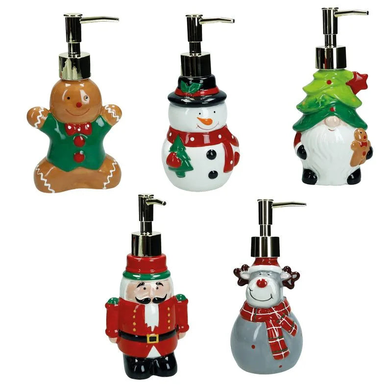 Dispensador de jabón navideño de 350 ml, con un diseño festivo y elegante.