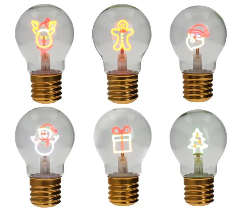 Display de 12 bombillas decorativas Brandani con luz, diseños surtidos.