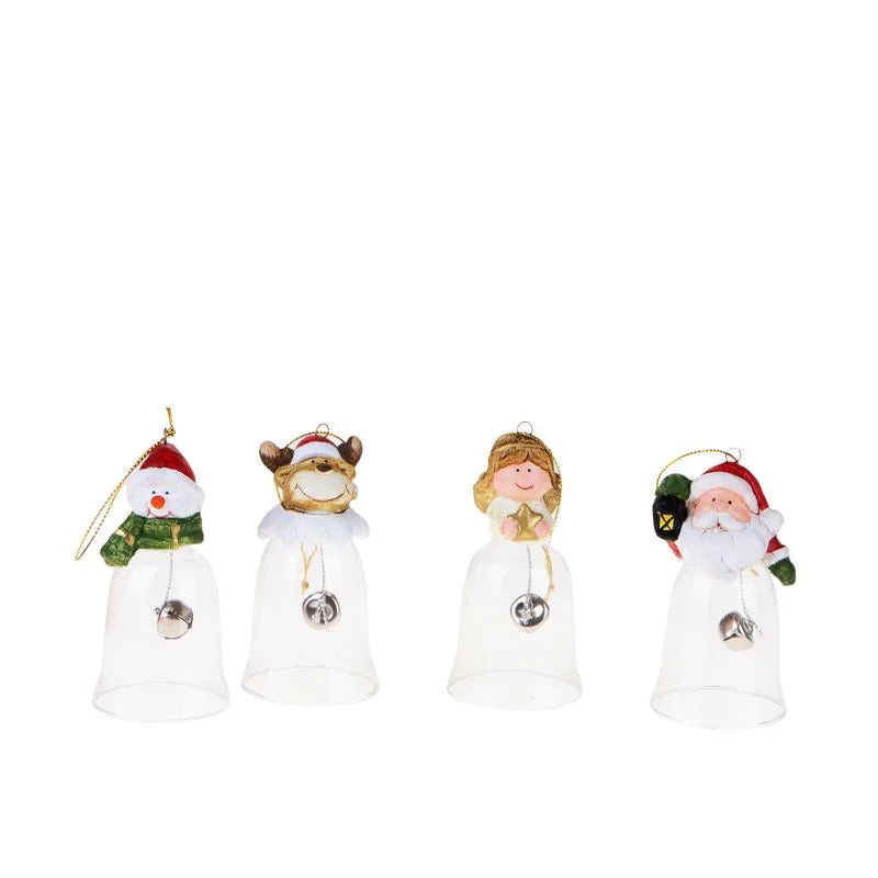 Packshot de 12 campanitas navideñas decorativas Brandani, cada una con 11 cm de altura y diseños surtidos.