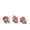 Display de 12 nacimientos decorativos de cerámica surtidos, con diseño tradicional navideño.