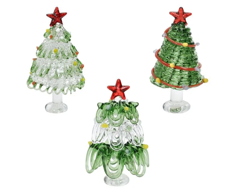 Set de 9 adornos para árbol de Navidad en cristal, con diseños surtidos.