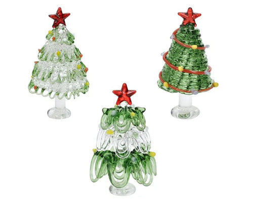 Set de 9 adornos para árbol de Navidad en cristal, con diseños surtidos.