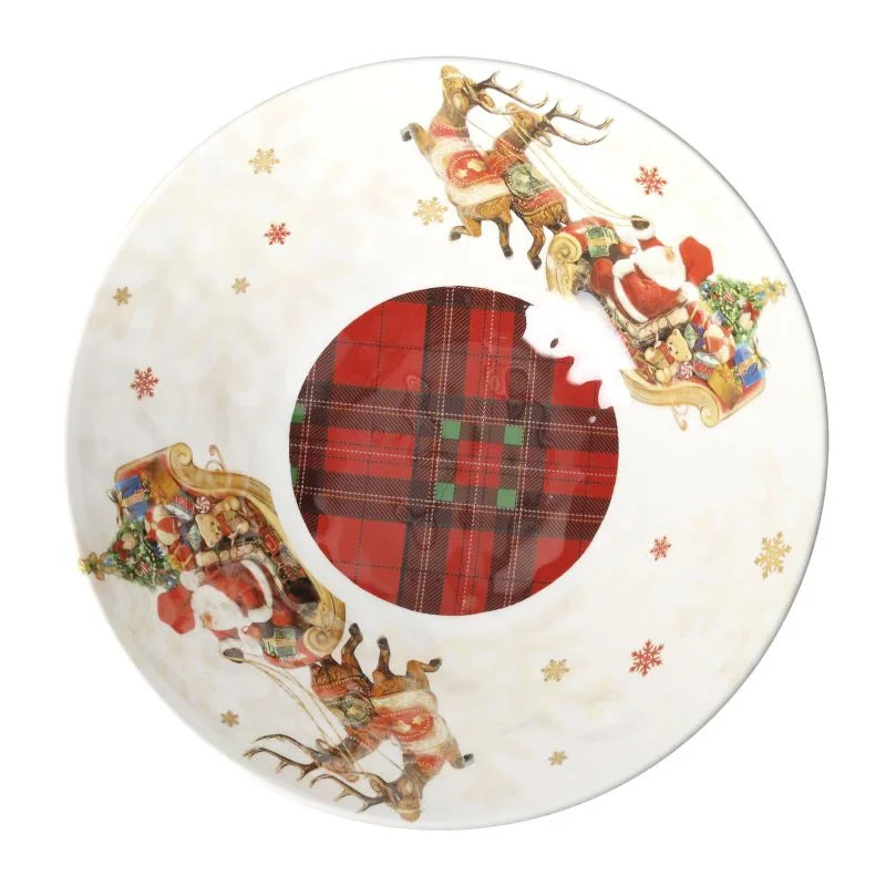 Ensaladera de melamina con diseño Christmas de Brandani, vista superior.