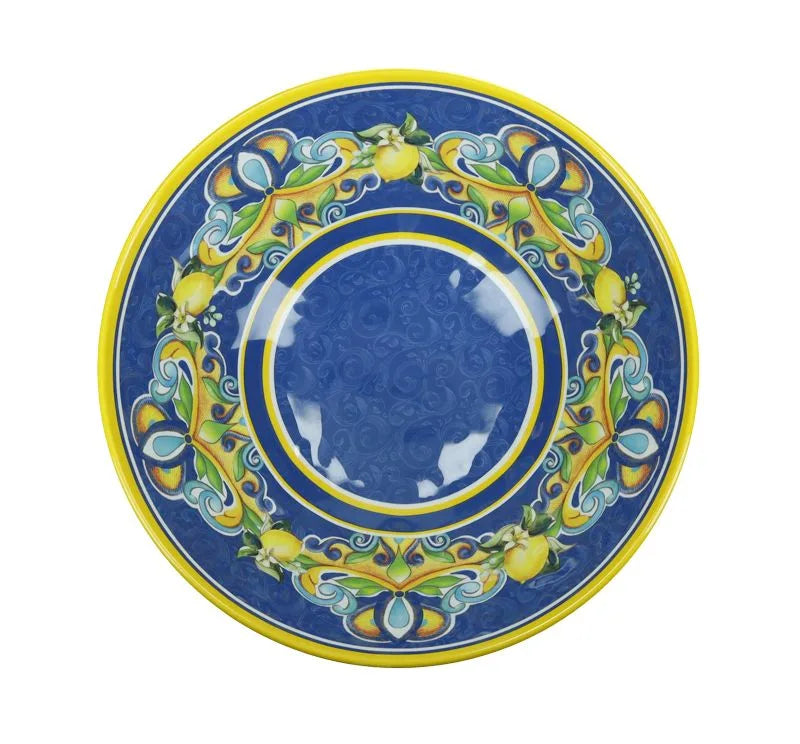 Ensaladera redonda de cerámica azul con el nombre Citrus Blu, diámetro 27,5 cm.
