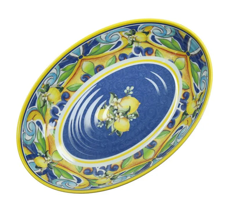 Ensaladera oval azul de la colección Citrus Blu, con dimensiones 33x23x7 cm.