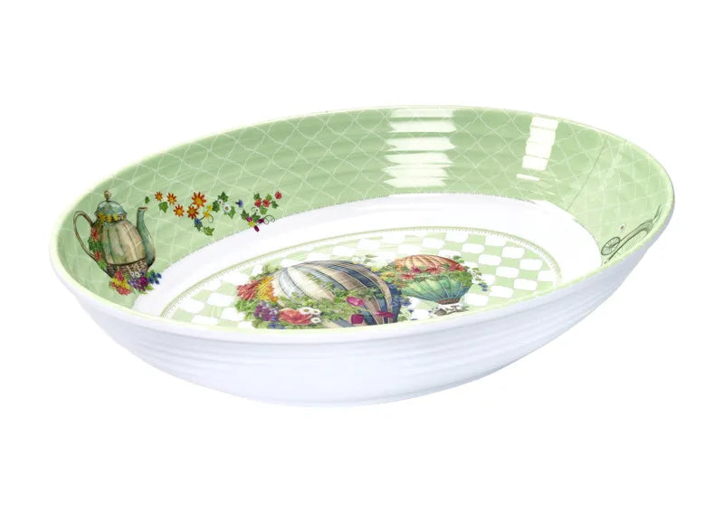 Ensaladera ovalada de melamina blanca de la colección Wonderland de Brandani.