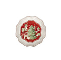 Ensaladera redonda de cerámica blanca con diseño festivo de la colección Villaggio In Festa.