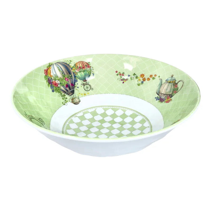 Ensaladera redonda de melamina blanca, colección Wonderland, con un diámetro de 27 cm y 9 cm de altura.
