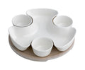 Entremesera Rompecabezas de porcelana blanca y bambú natural en su empaque.