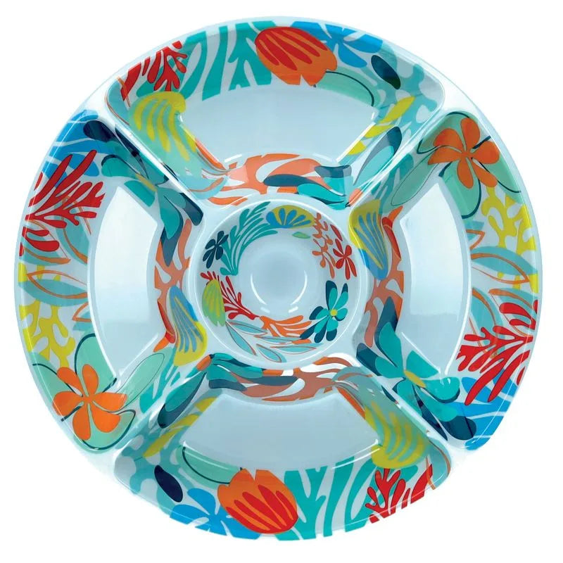 Entremesera Tahiti de melamina con diseño vibrante.