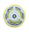 Entremesero redondo de 30,5 cm de diámetro en color azul vibrante, con diseño inspirado en cítricos.