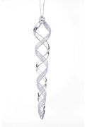 Figura decorativa en forma de espiral de color blanco, con 18 cm de altura, presentada sobre un fondo neutro.