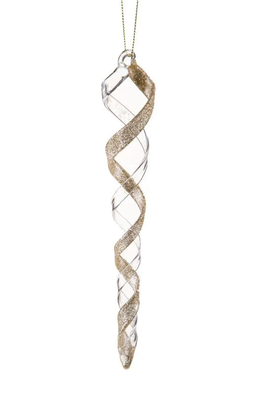 Espiral decorativa dorada de 18 cm, con un diseño moderno y acabado brillante, ideal para Navidad.