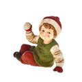Figura de niño sentado de cerámica, 19,5 cm, con detalles pintados a mano.